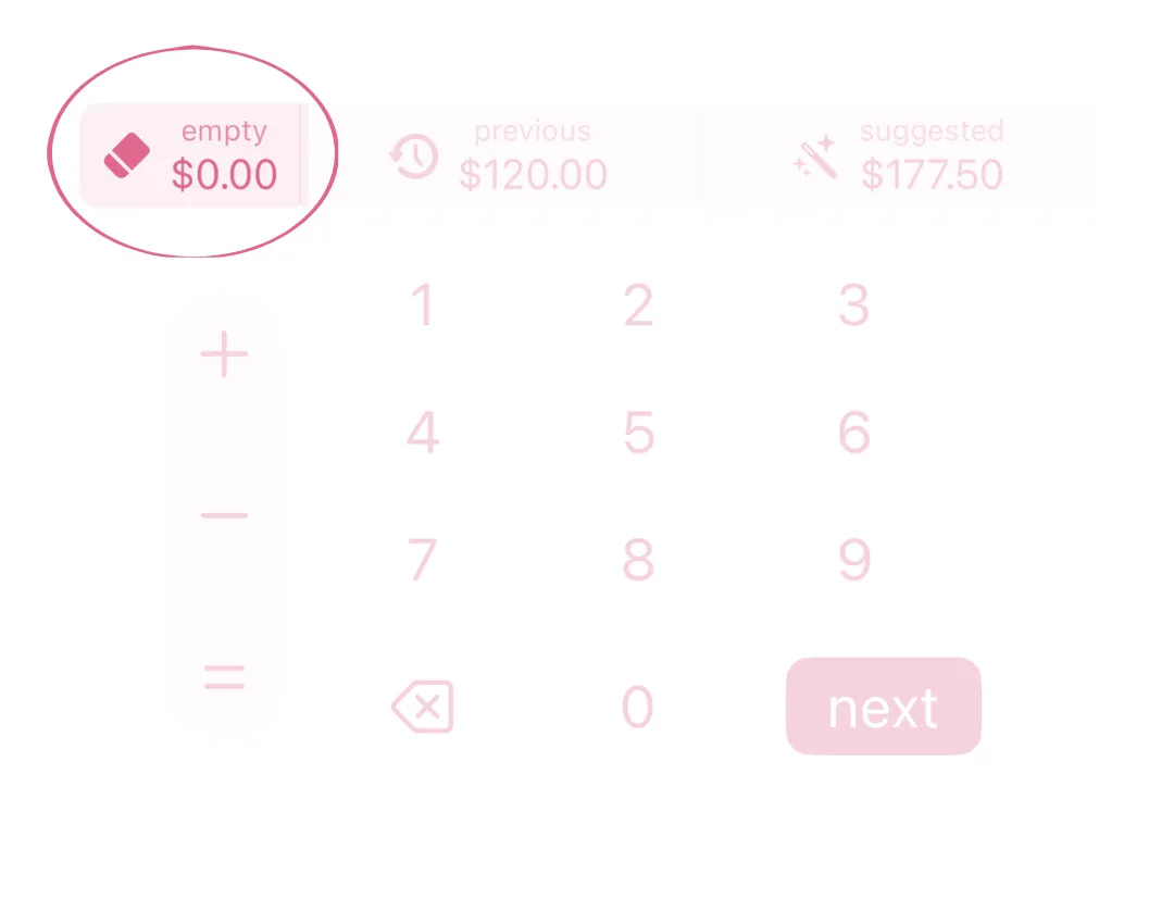 The empty key, at the top left of the keypad, circled